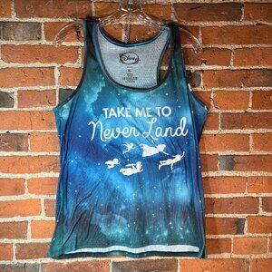 Disney Tank Top Womens XL Blue Galaxy Tie Dye Peter Pan Take Me to Never Land